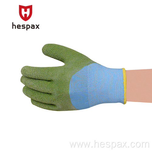 Hespax Kids Women Use Crinkle Latex Coated Gloves
